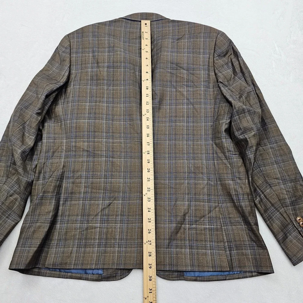UNTUCKit Blazer Mens 44R Brown Plaid Wool Reda Italian Carrington Dark Academia